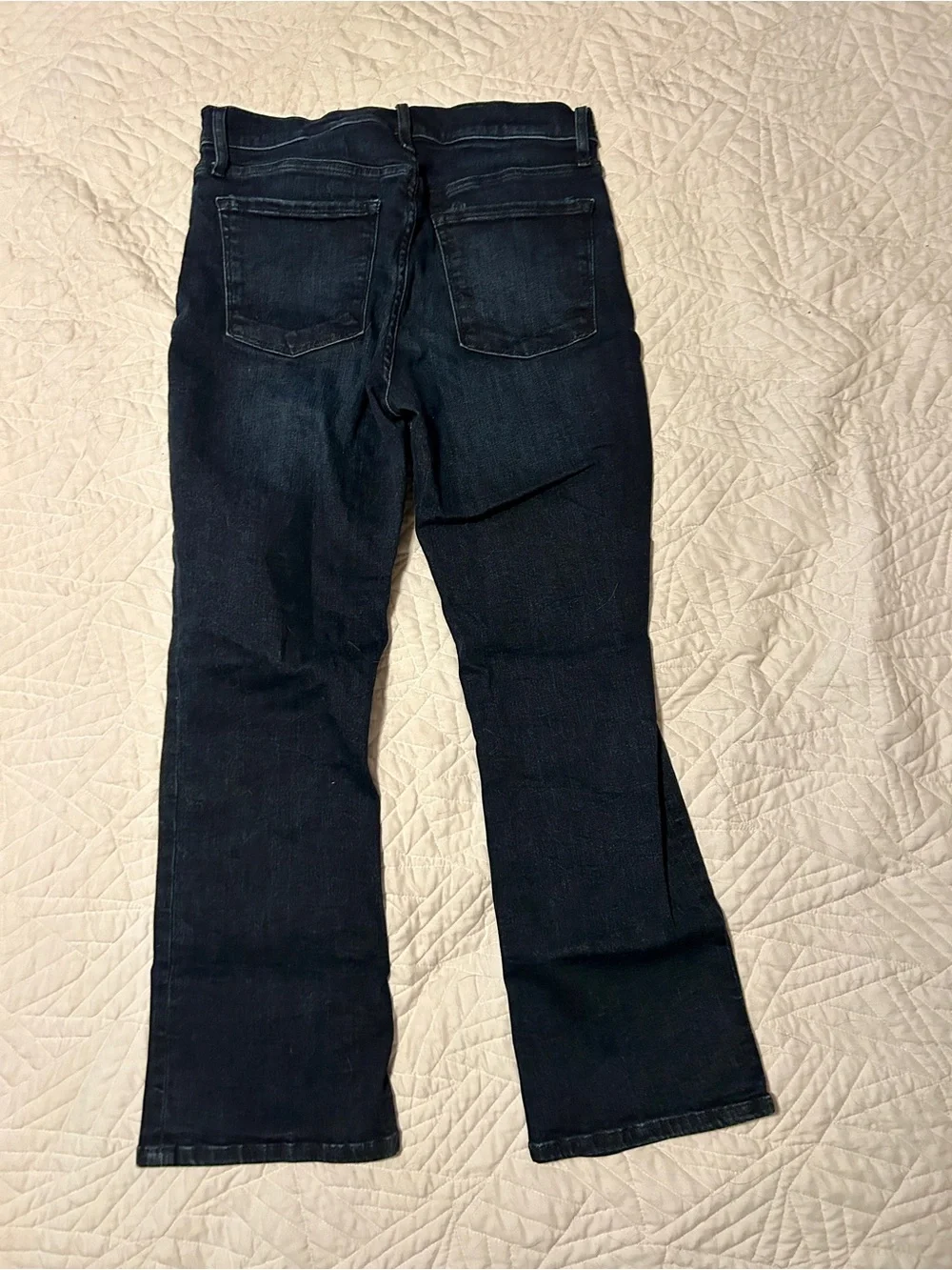 Banana Republic Mid Rise Crop Flare Dark Denim Distressed Jeans